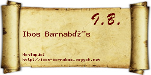 Ibos Barnabás névjegykártya