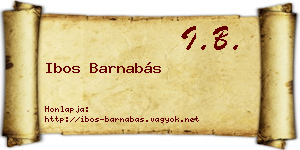 Ibos Barnabás névjegykártya